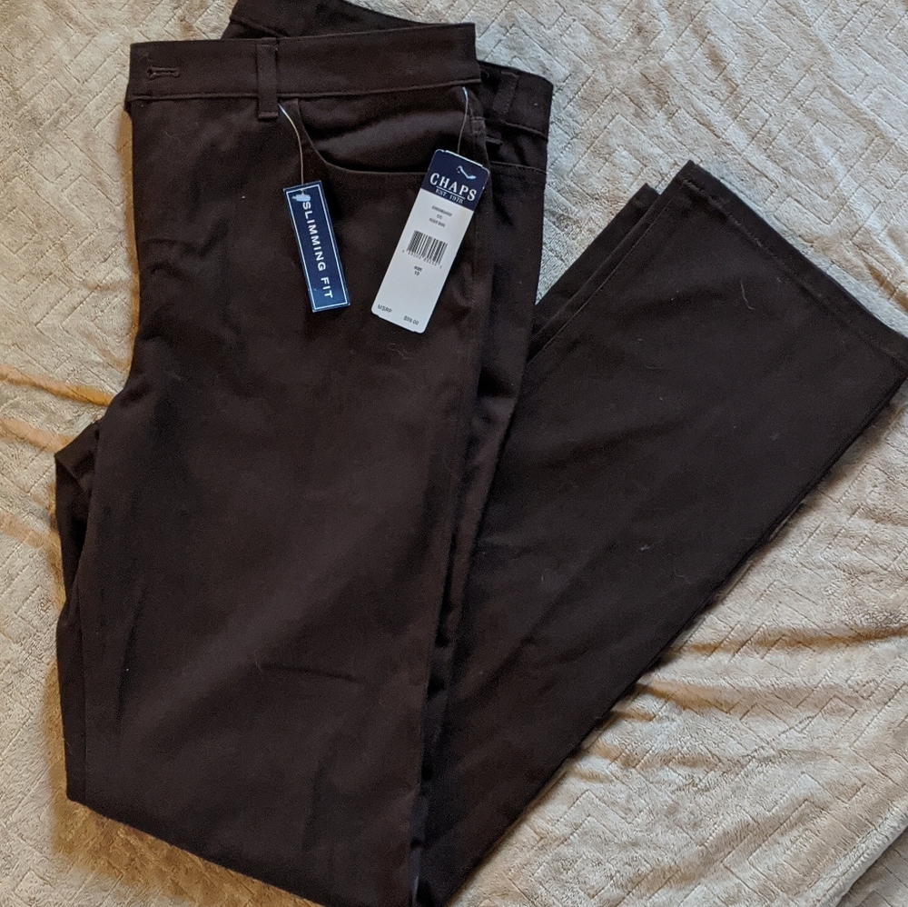 Chaps Slimming Brown Casual Work Pants